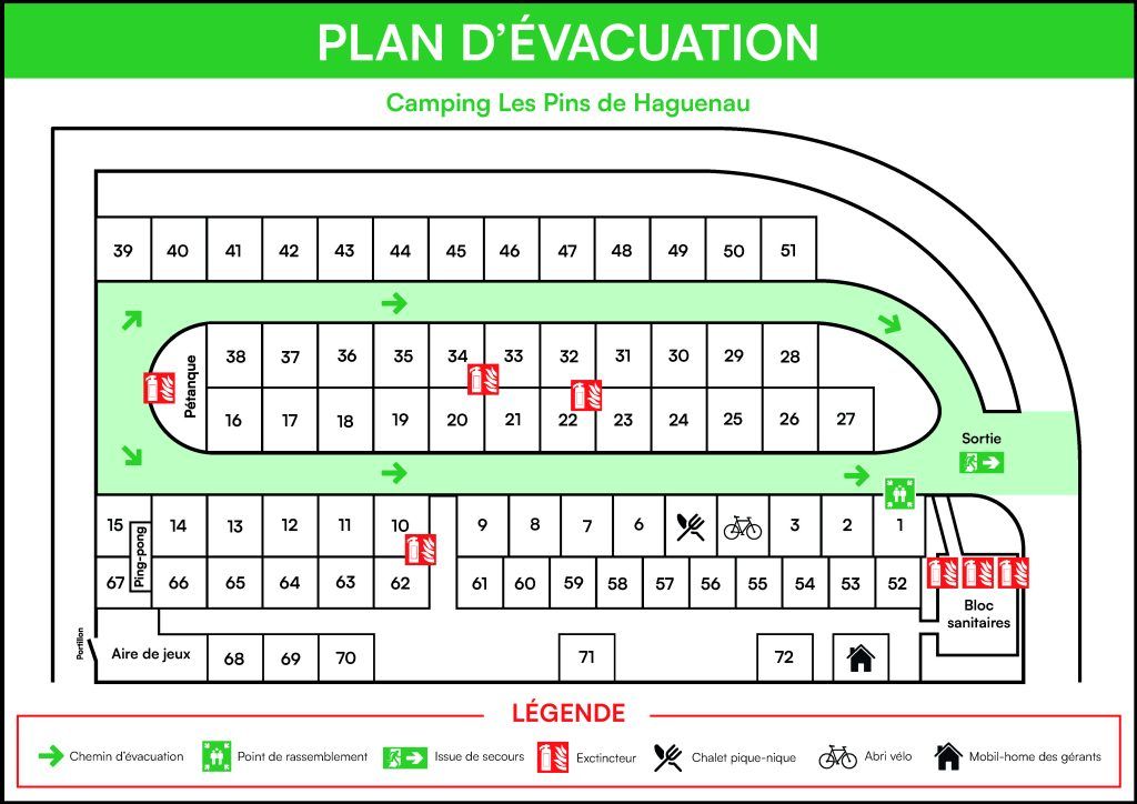 Plan d'évacuation du camping